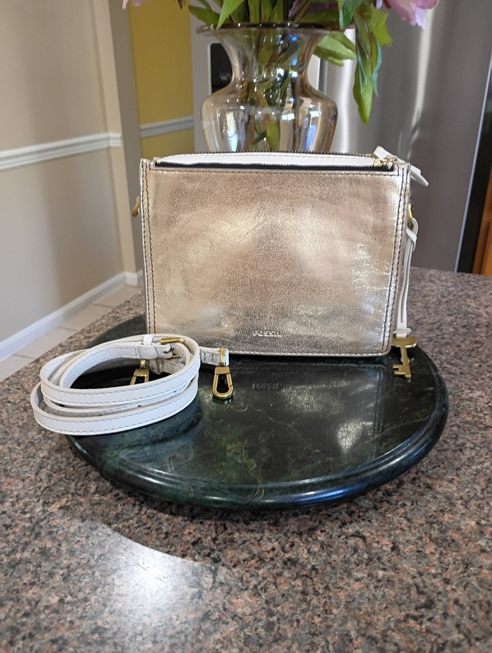 Fossil Metallic Gold Crossbody